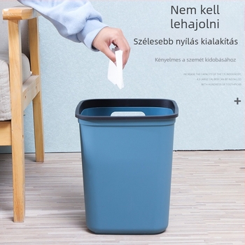 Nyitott tetejű műanyag szemetes, skandináv minimalistikus dizájn, otthoni használatra, konyhához és hálószobához; négyszögletes forma, 12 literes kapacitás (nagy 14 L, közepes 10 L)