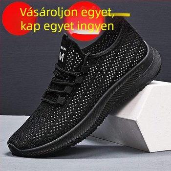 Férfi mesh sportcipő tavasz–nyárra, alacsony szárú, lélegző, mindennapi futócipő