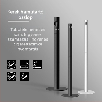 Rozsdamentes acélból készült hamutál-kosár, hordó alakú, 12 L kapacitás, fedél nélküli
