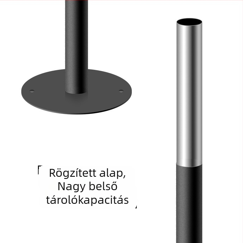 Rozsdamentes acélból készült hamutál-kosár, hordó alakú, 12 L kapacitás, fedél nélküli