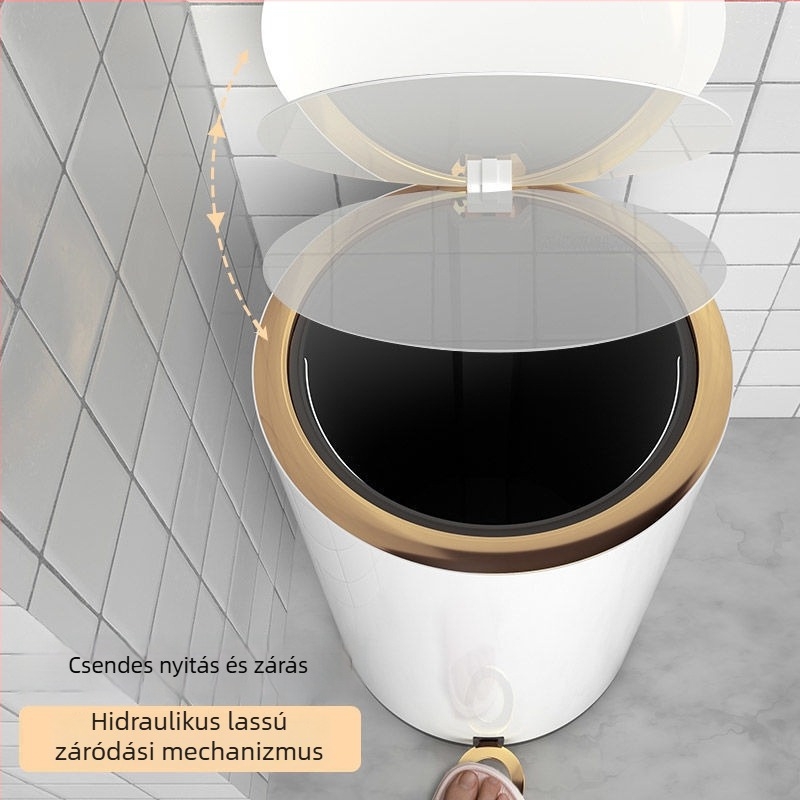 Rozsdamentes acél pedálos kuka fedővel, otthoni használatra – csendes működés