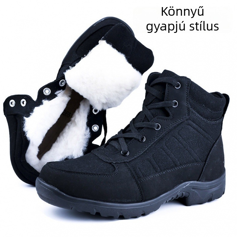 Téli könnyű bakancs kültéri használatra, fleece- és gyapjú bélés, csúszásmentes havas bakancs, meleg
