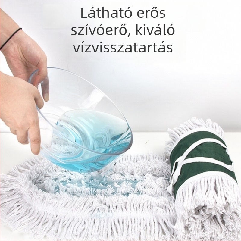 Lapos mop otthoni használatra, nagy méret, 100% pamut, száraz és nedves tisztítás