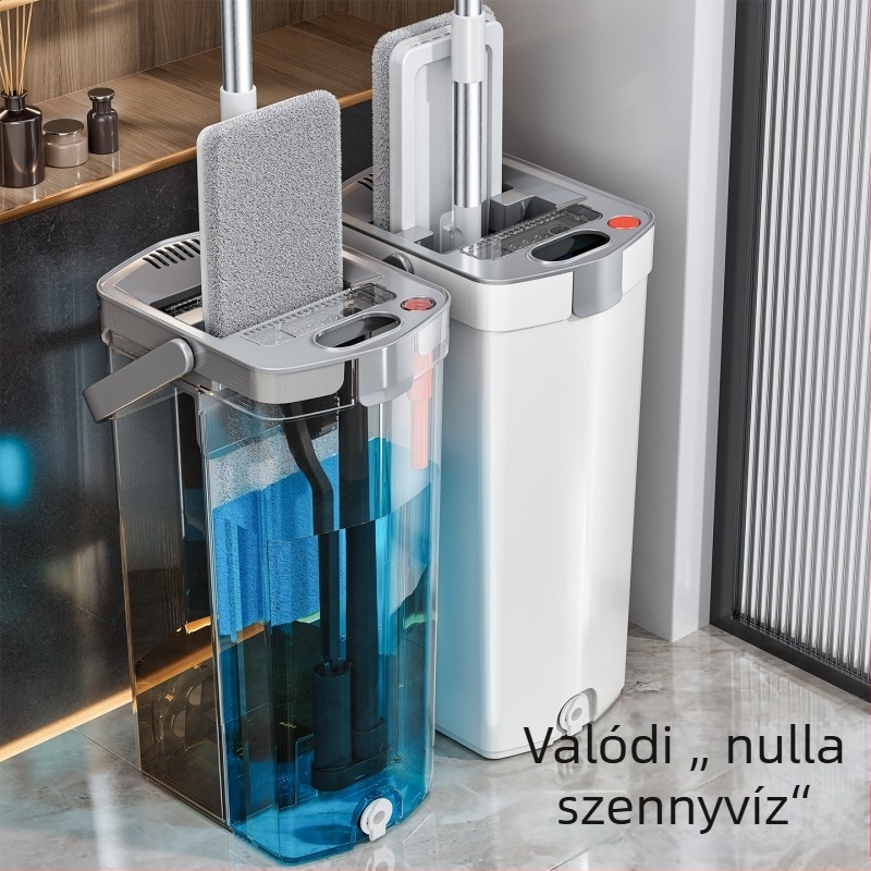 Sík felmosó szennyeződés-szeparáló rendszerrel, háztartási használatra, egy lépéses tisztítás, kéz nélküli kicsavarás, nagy felmosófej