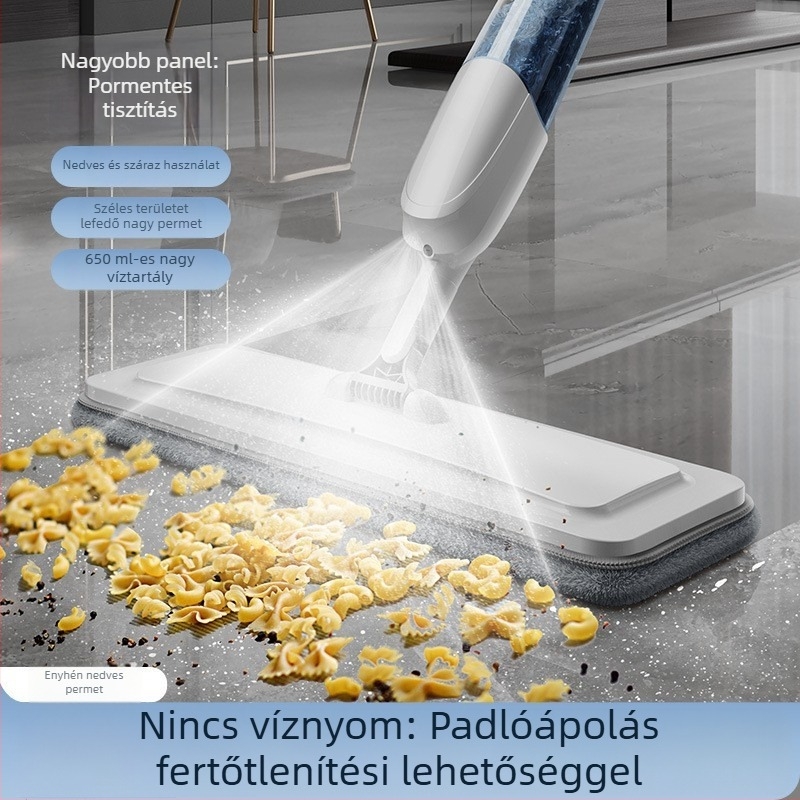 Új permetezős felmosó otthoni használatra, lapos kialakítás, kézzel mosható, nagy, tisztítás egy lépésben, nedves és száraz használatra.