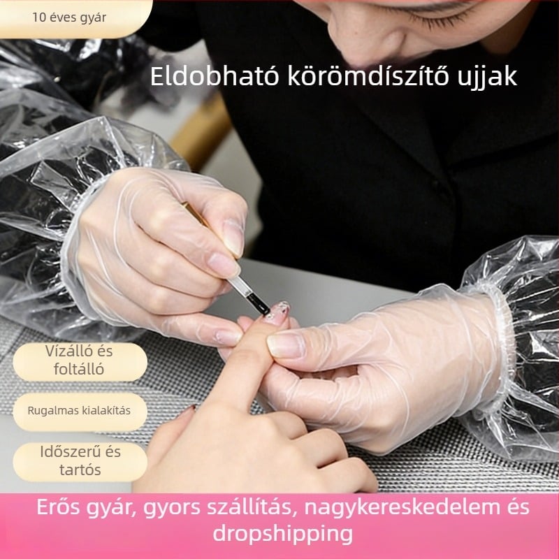 Egyszer használatos manikűr ujjvédők, vastagított, átlátszó, vízálló, szennyeződés elleni védelemmel, műanyag ujjvédők, 100 darab