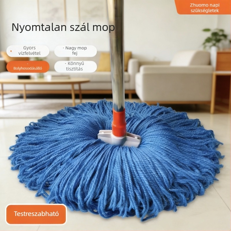 Csíkmentes kötélmop, sűrített rostos mop, lapos fejű mop, rozsdamentes acél, hagyományos otthoni használatra, egy lépésben tisztít