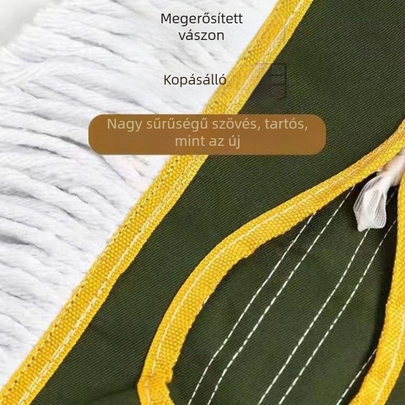 Háztartási pormopp pamutszálakkal, nagy lapos mop cserélhető rongyfejjel