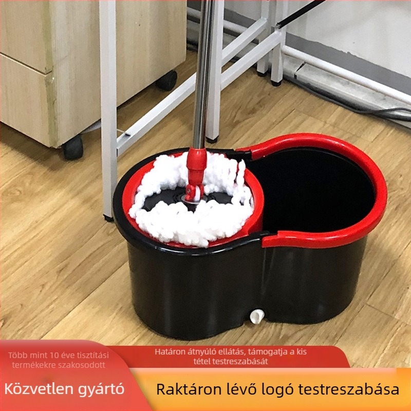 Háztartási forgó mop érintésmentes tisztítással, nagy kapacitású csavaró vödörrel, mikroszálas fej