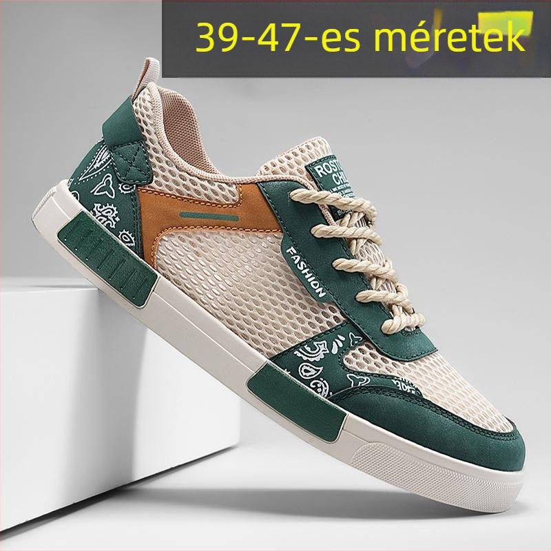 Férfi hálós felső nyári légáteresztőcipő – könnyű, kivágott dizájn, nagy méret, divatos és sokoldalú