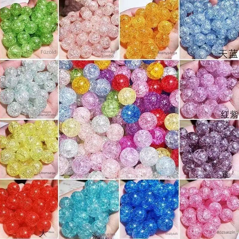 Akril repesztett gyöngyök, 6–18 mm, szabadon fűzhető gyöngyök gyermekeknek DIY karkötőhöz