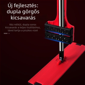 Nagy lapos felmosó háztartási használatra, érintés nélküli, száraz és nedves kettős használat, görgős kifacsaró mechanizmus