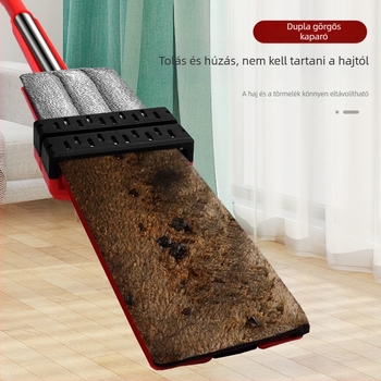 Nagy lapos felmosó háztartási használatra, érintés nélküli, száraz és nedves kettős használat, görgős kifacsaró mechanizmus