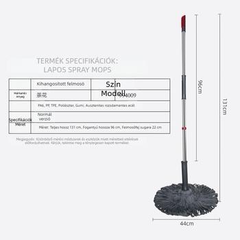 Rozsdamentes acélból készült forgó felmosó érintésmentes kinyomóval, háztartási használatra