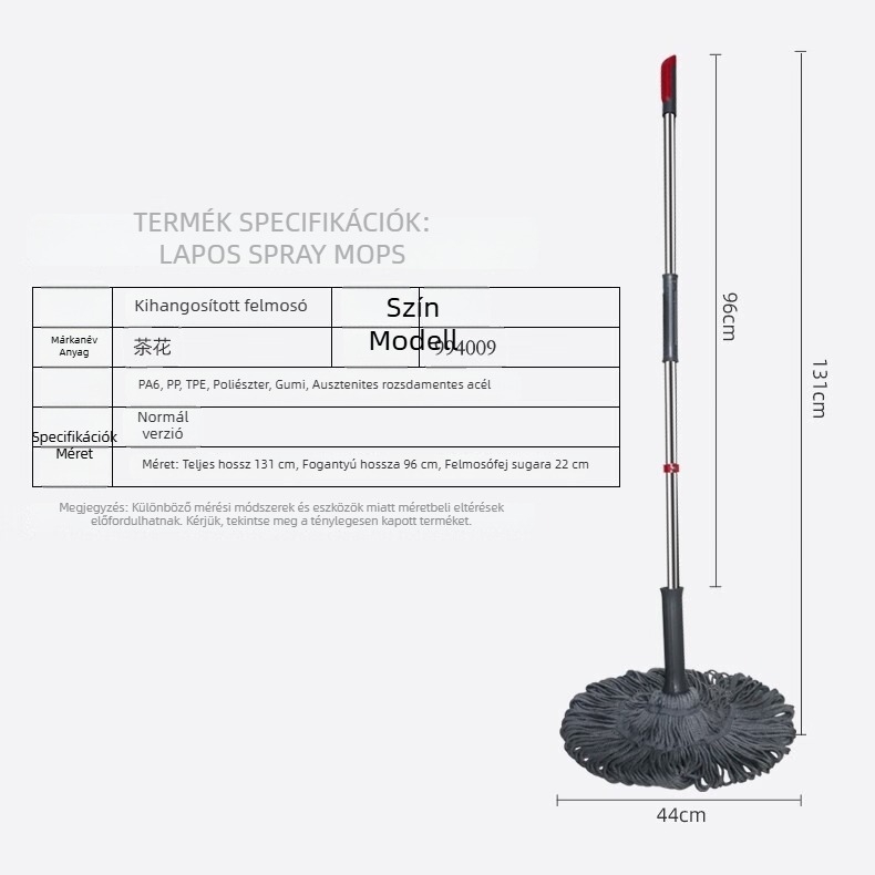 Rozsdamentes acélból készült forgó felmosó érintésmentes kinyomóval, háztartási használatra