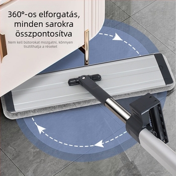 42 cm-es alumínium ötvözet lapos mop nagy panellel, teleszkópos nyél, kézi mosás