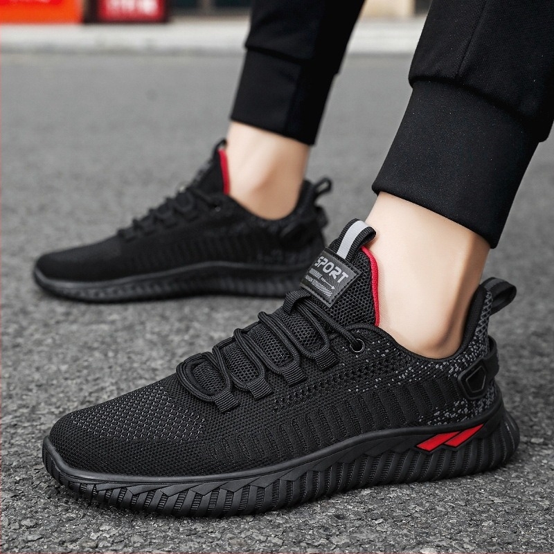 Férfi sportcipők 2026: lélegző hálós felsőrész Fly-Knit, mindennapos sportos munkacipő, csúszásmentes talp