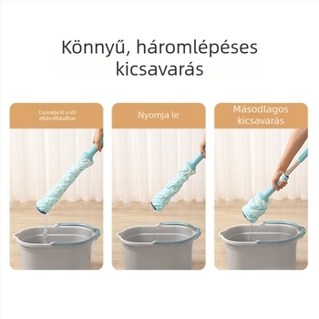 Meiliya pamutfonalas csavart mop, kéz nélkül használható háztartási fürdőszobai mop, 125 cm rozsdamentes acél nyél