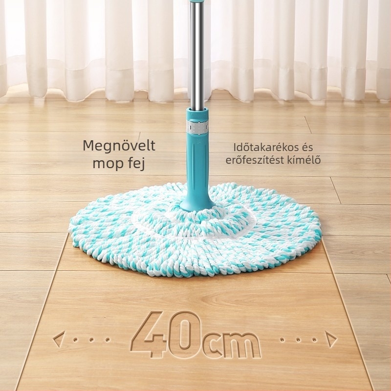 Meiliya pamutfonalas csavart mop, kéz nélkül használható háztartási fürdőszobai mop, 125 cm rozsdamentes acél nyél