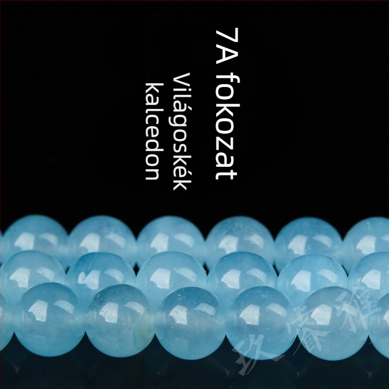 Fényes kék kalcedon gyöngyök DIY ékszerekhez, korong formájú, 8 mm, szabad gyöngyök