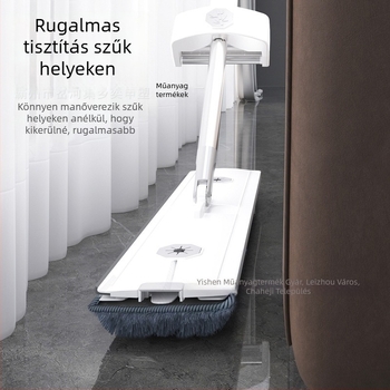 Száraz–nedves elválasztású lapos mop, fej 45 cm, önkicsavaró és érintés nélküli tisztítás, beépített törlőcsíkkal