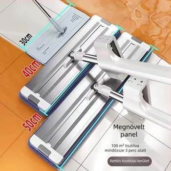 Otthoni használatra tervezett sík felmosó, egy lépéses tisztítás, száraz–nedves kettős használat, nedvszívó mikroszálas felmosó a fürdőszobába, fej 50 cm