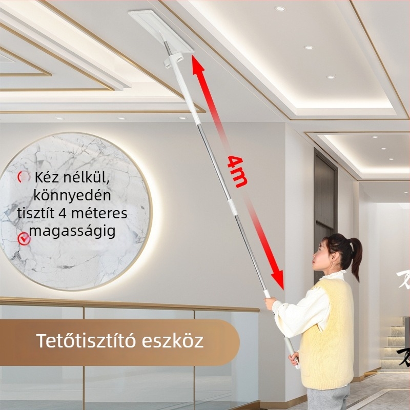 Kéz nélküli tisztító eszköz falak és mennyezet tisztítására, lapos mikroszálas mop