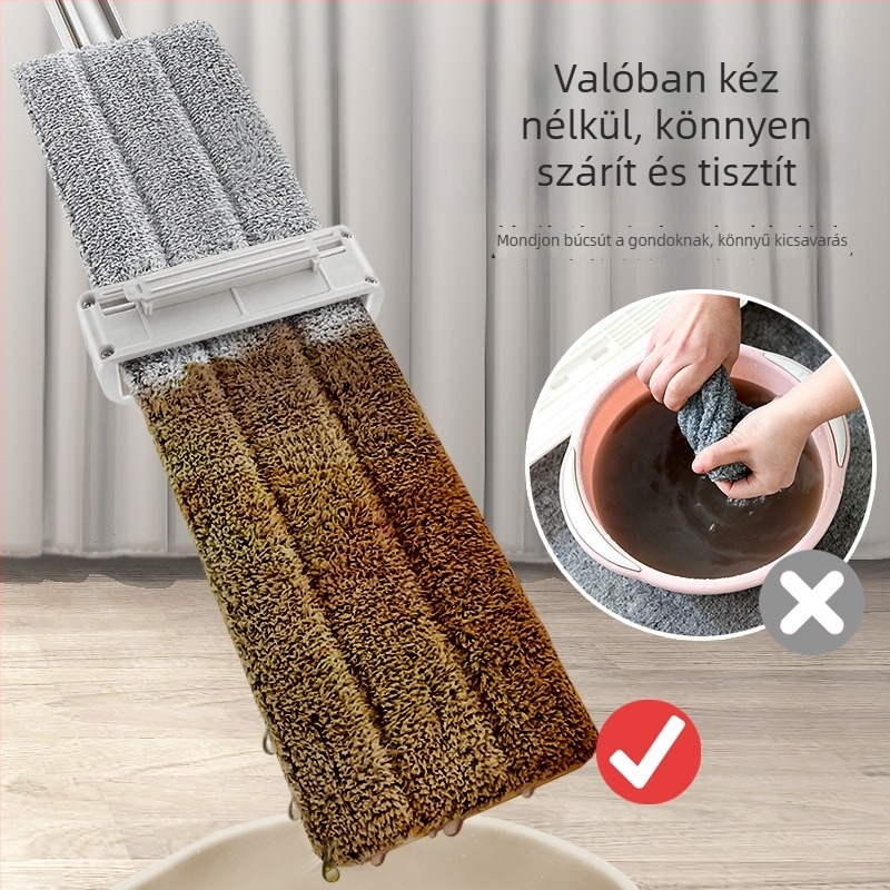 Kéz nélküli tisztító eszköz falak és mennyezet tisztítására, lapos mikroszálas mop