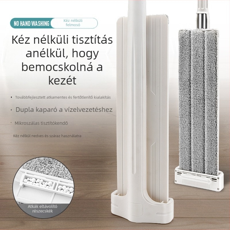 Kéz nélküli tisztító eszköz falak és mennyezet tisztítására, lapos mikroszálas mop