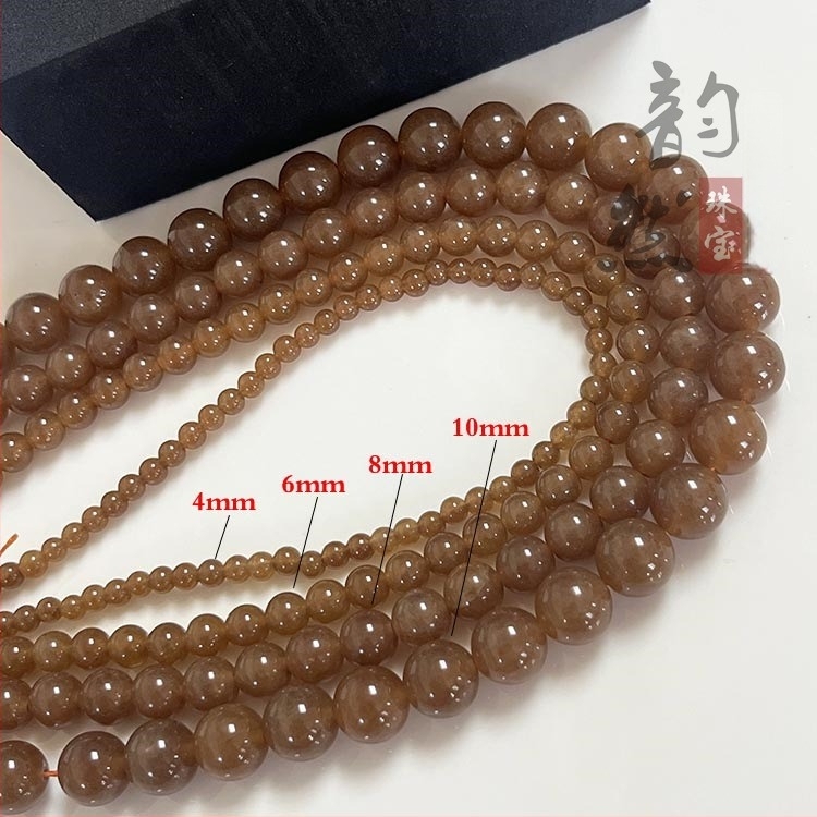 Hetian achalcedon szabad gyöngyök DIY hosszú láncú karkötőhöz és nyaklánchoz, 6 mm, barna cukor jáspis gyöngyök