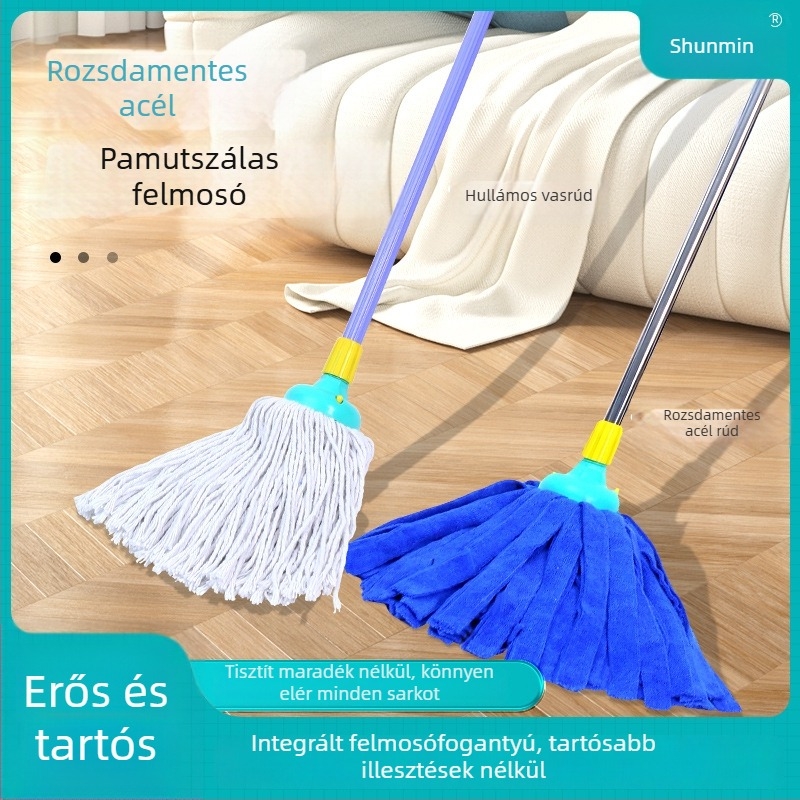 Padló mop kör fejjel, kiválóan nedvszívó pamutszálas kendő, szállodai és otthoni használatra, cserélhető kendő