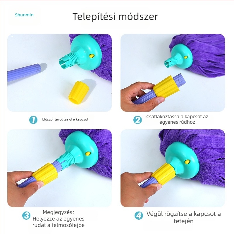 Padló mop kör fejjel, kiválóan nedvszívó pamutszálas kendő, szállodai és otthoni használatra, cserélhető kendő