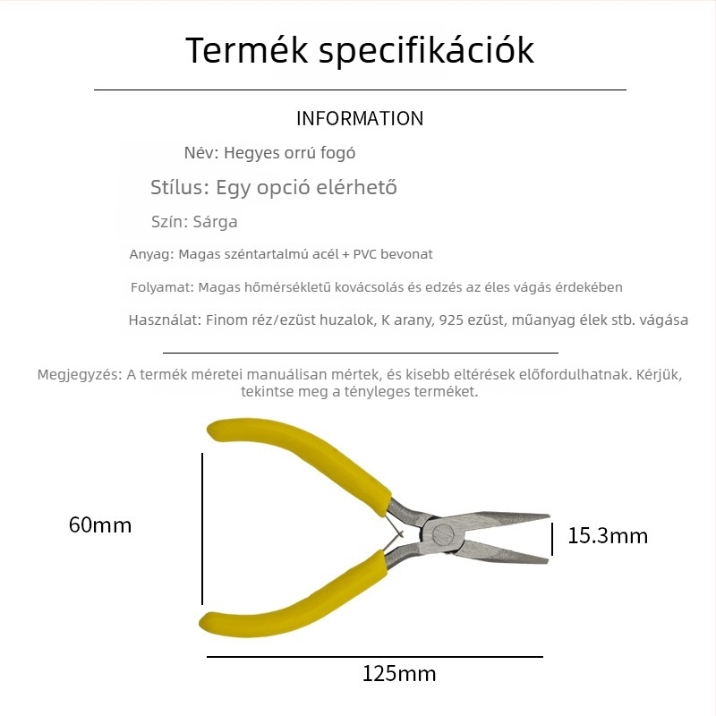 5 hüvelykes mini hegyes fogó, fogak és penge nélkül, kis kézi eszköz ékszerek DIY-hez