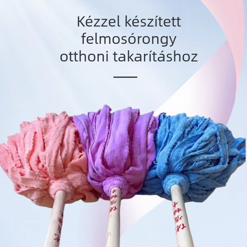 Régi stílusú mop fa nyéllel és korall plüss fejjel