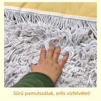 Lapos mop ultranagy vastagságú pamutszálból készülő fejével és alumínium ötvözetű rúddal; hosszú nyéllel, ipari, kereskedelmi és iskolai használatra.