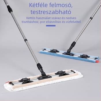 Meiliya sík mop 600, 60 cm, nagy pamutfejű mop rozsdamentes acél nyéllel és törölközőkapoccsal