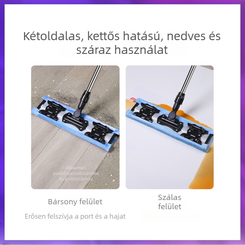 WG6Q lapos mop háztartási használatra, mikroszálas fej, alkalmas csempére és fa padlóra, kézi csavarás nélkül, száraz és nedves tisztítás