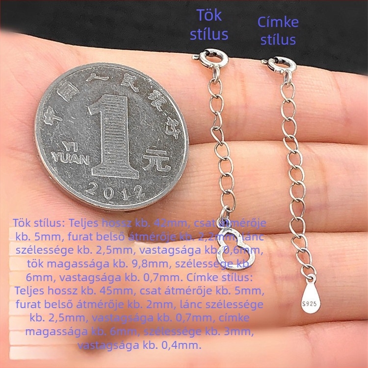 S925 ezüst, vintage tök alakú hosszabbítólánc csatlakozóval, illeszkedik összetekert karkötőhöz vagy nyaklánchoz — kézműves DIY ékszer-kiegészítő