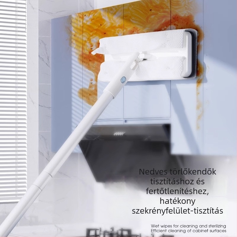 Xiangjia Mei lapos mop mennyezethez, elektrosztatikus por eltávolítás, cserélhető kendő, tisztító kendő, folteltávolítás, vízfelvétel, kéz nélküli mosás