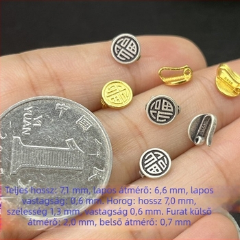 S925 sterling ezüst, aranyozott felületű retro mini szerencse-jel kapocs DIY ékszerekhez