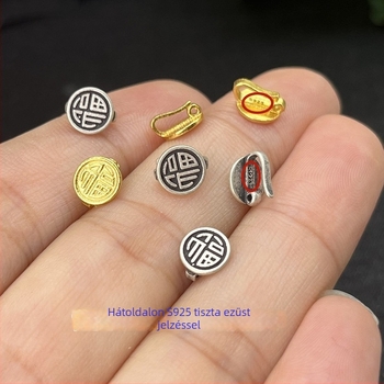 S925 sterling ezüst, aranyozott felületű retro mini szerencse-jel kapocs DIY ékszerekhez