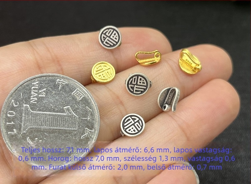 S925 sterling ezüst, aranyozott felületű retro mini szerencse-jel kapocs DIY ékszerekhez