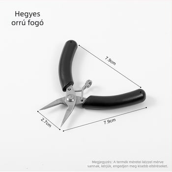 Ékszerkészítő eszközök készlet: hosszú orrú fogók, kerek orrú fogók, ferde orrú fogók és csipeszek