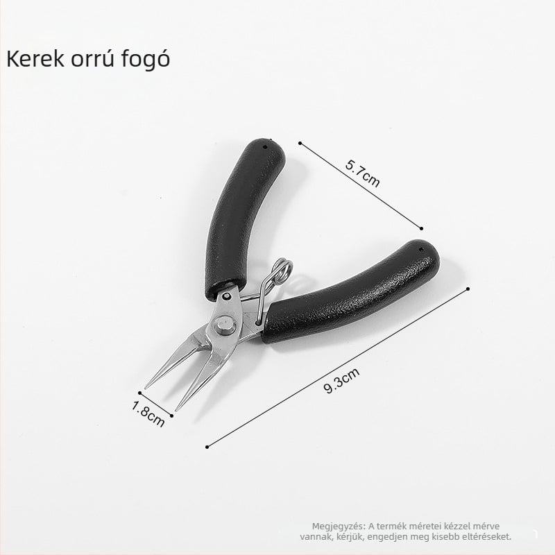 Ékszerkészítő eszközök készlet: hosszú orrú fogók, kerek orrú fogók, ferde orrú fogók és csipeszek