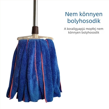 Padlós mop ultra vékony korall plüssből, rozsdamentes acél rúd, vastag nedvszívó, élzáró, tekerhető felmosó kendő a padló tisztításához