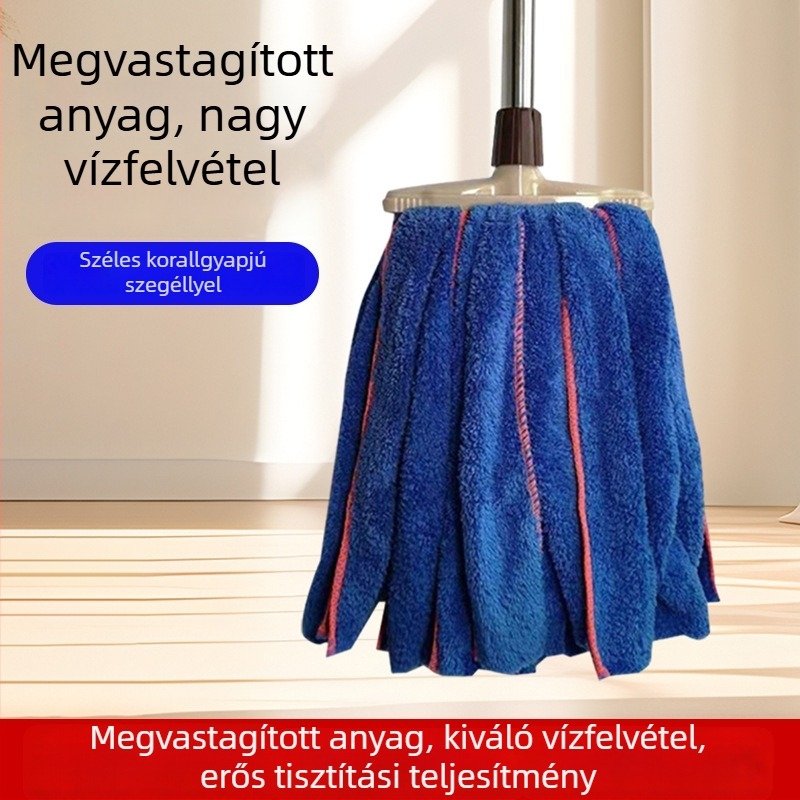 Padlós mop ultra vékony korall plüssből, rozsdamentes acél rúd, vastag nedvszívó, élzáró, tekerhető felmosó kendő a padló tisztításához
