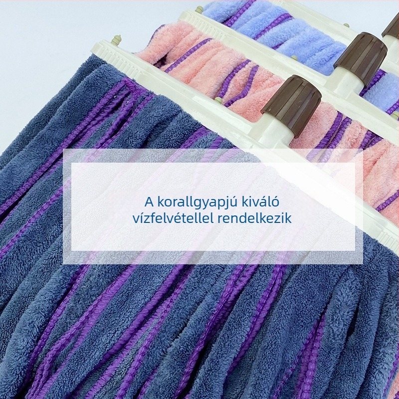 Padlós mop ultra vékony korall plüssből, rozsdamentes acél rúd, vastag nedvszívó, élzáró, tekerhető felmosó kendő a padló tisztításához