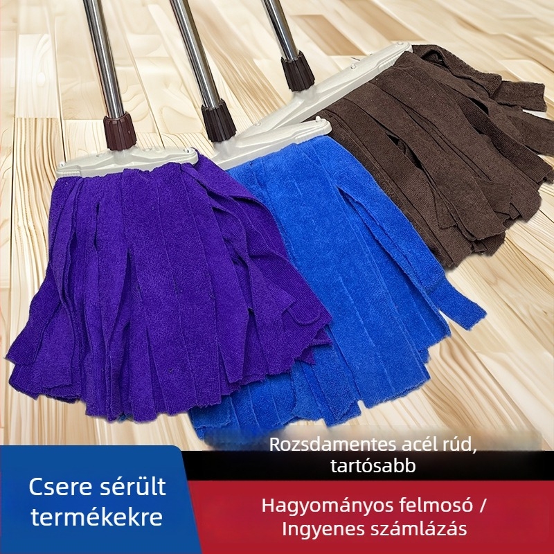 Széles fejű mop terry anyagból, nedves és száraz tisztításra, hagyományos dizájn
