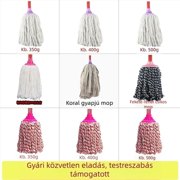 Ősrégi fa mop pamutfonallal, kerek fej, nedvszívó tisztító eszköz
