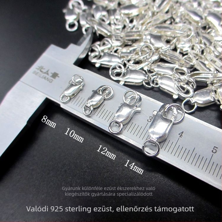 S925 sterling ezüst gyöngy ékszerzár nyaklánc és karkötő számára: Lobster clasp, négyzet alakú zár, összekötő csatlakozó
